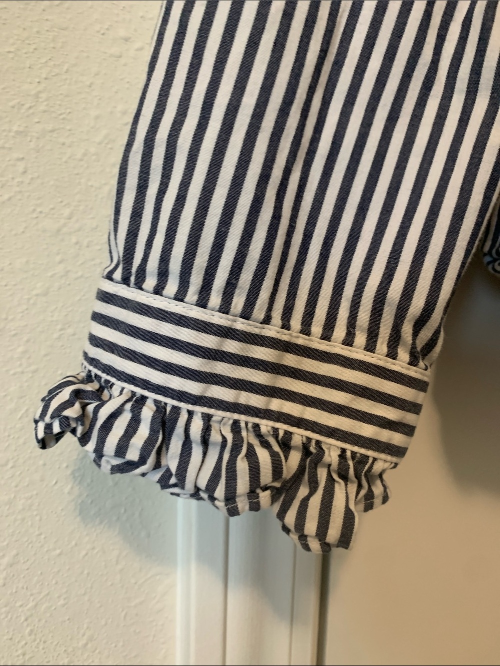 Jcrew Factory Women’s Striped Ruffle neck Button Up Shirt XL - Picture 7 of 8